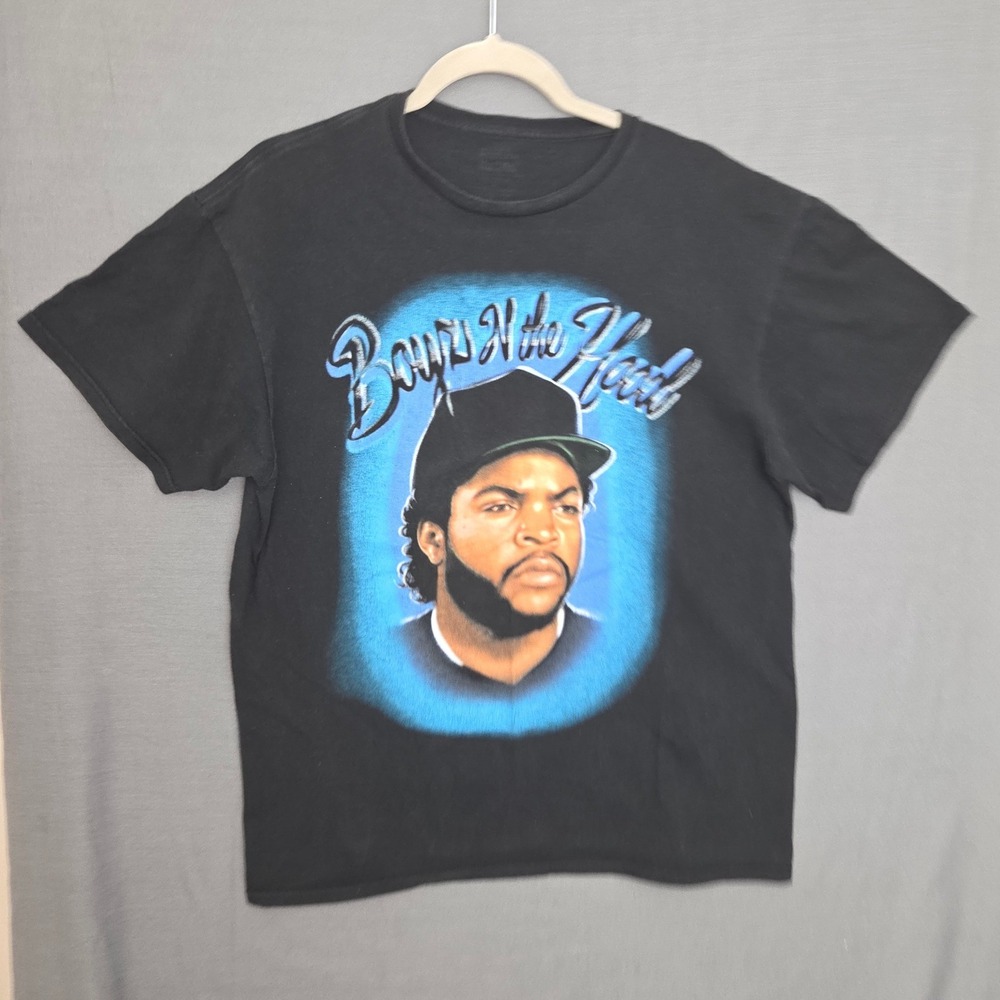 Boyz N the Hood Ice Cube Graphic T-Shirt Black Large Doughboy 90s Movie Tee